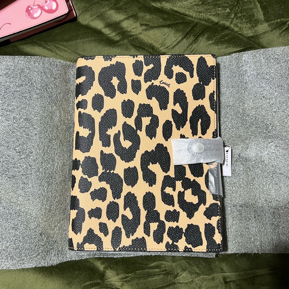 Coach Leopard Print Notebook with Silver Accents